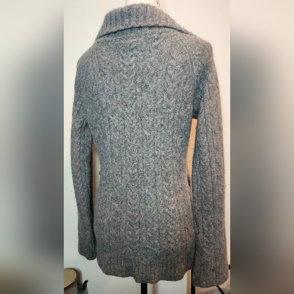 ❄️ J.Crew Alpaca & Wool Gray Cable Knit Wrap Cardigan Sweater | Large - Picture 6 of 11